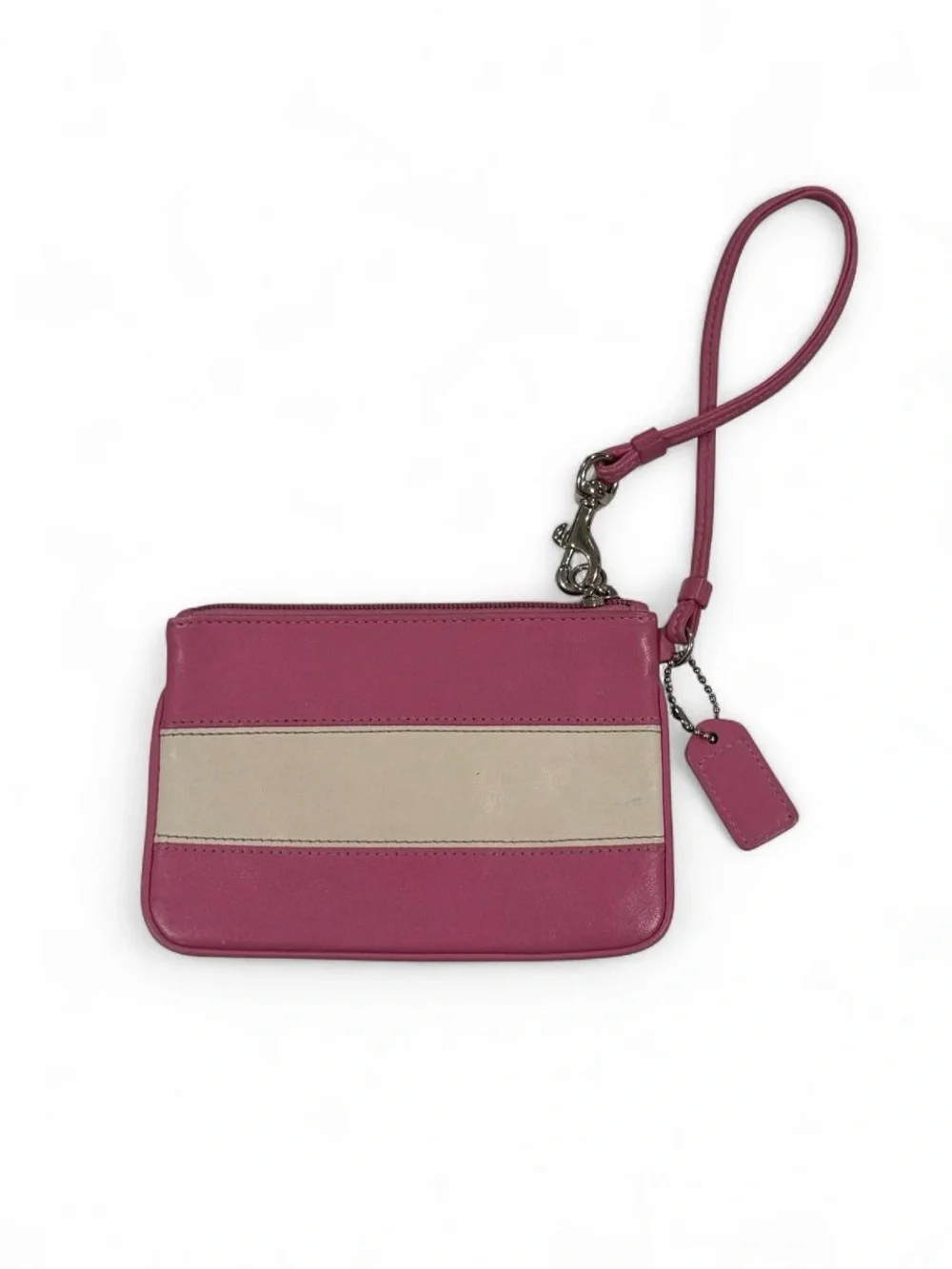 Coach Pink and Cream Wristlet Pouch